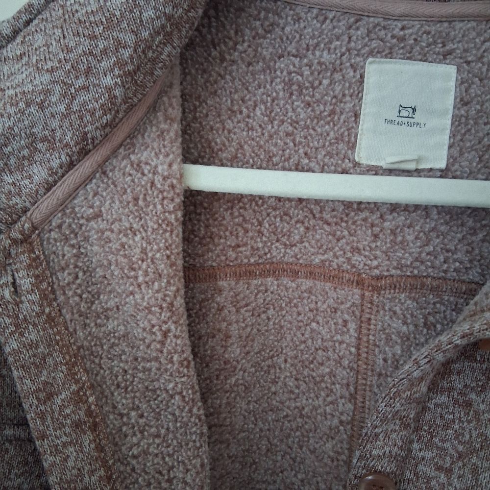 Thread & Supply Praline Color Button-Up Fleece Shirt Shacket Jacket Sz XL - Picture 8 of 15